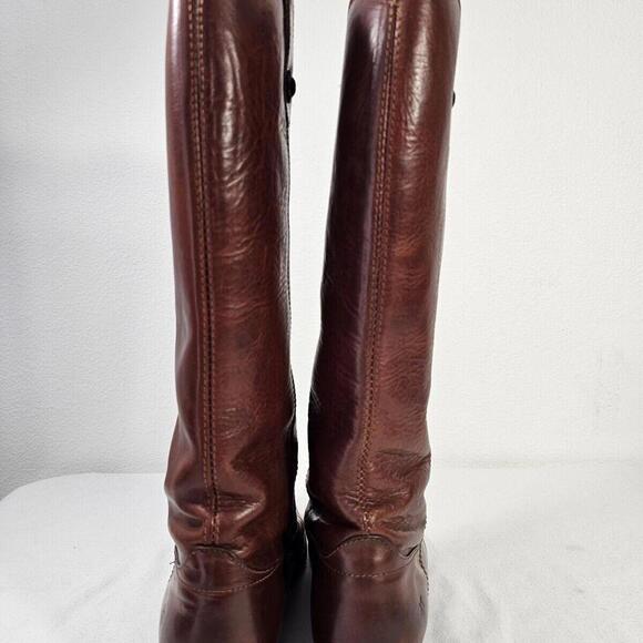 FRYE Melissa Cognac Leather Riding Boot Size 8.5B Trendy Boho - Picture 3 of 12